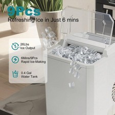 Countertop Ice Maker Machine Portable Self-Cleaning 26lbs/24H Bullet Ice Home