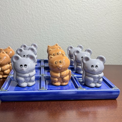 Vintage ceramic cat and mouse tic tac toe board hand painted Duncan Ceramic - Picture 2 of 10