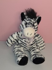 Vintage Kelly Toy Zebra Plush Stuffed Animal Toy 12" Black White With Ribbon