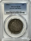 1853 Seated Liberty Half Dollar 50C – PCGS XF40 – ARROWS & RAYS – Silver Legend!