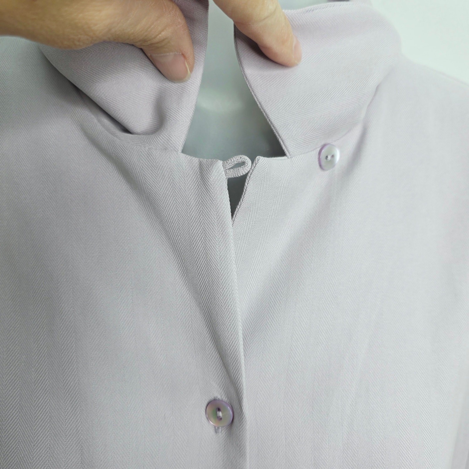 Pendleton Lavender Button Front Short Sleeve Silk… - image 3