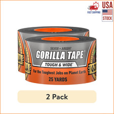 2 pack Gorilla Tape Tough Wide, Silver Tape, 2.88" x 25 yd