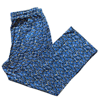 Amazon Pajama Pants Mens XL Blue Shark Print 100% Cotton Lounge with Pockets NEW