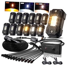 Switchback Rock Lights Kit White/Amber 12 Pods Dual R4 Rock Light WA 12PCS