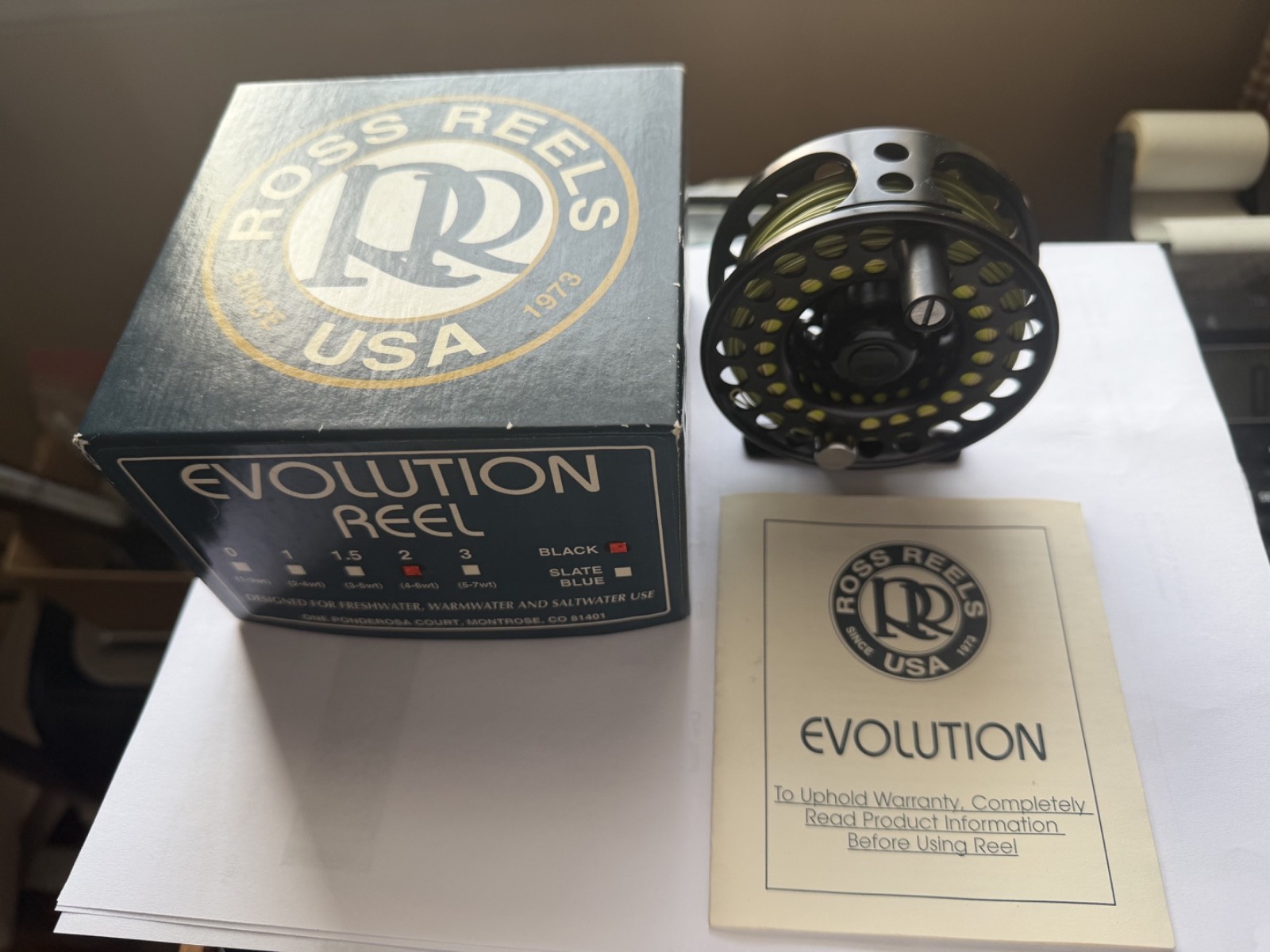 ROSS EVOLUTION #2 FLY REEL 4/5/6 WT  W/WF 5 LINE PREVIOUSLY 