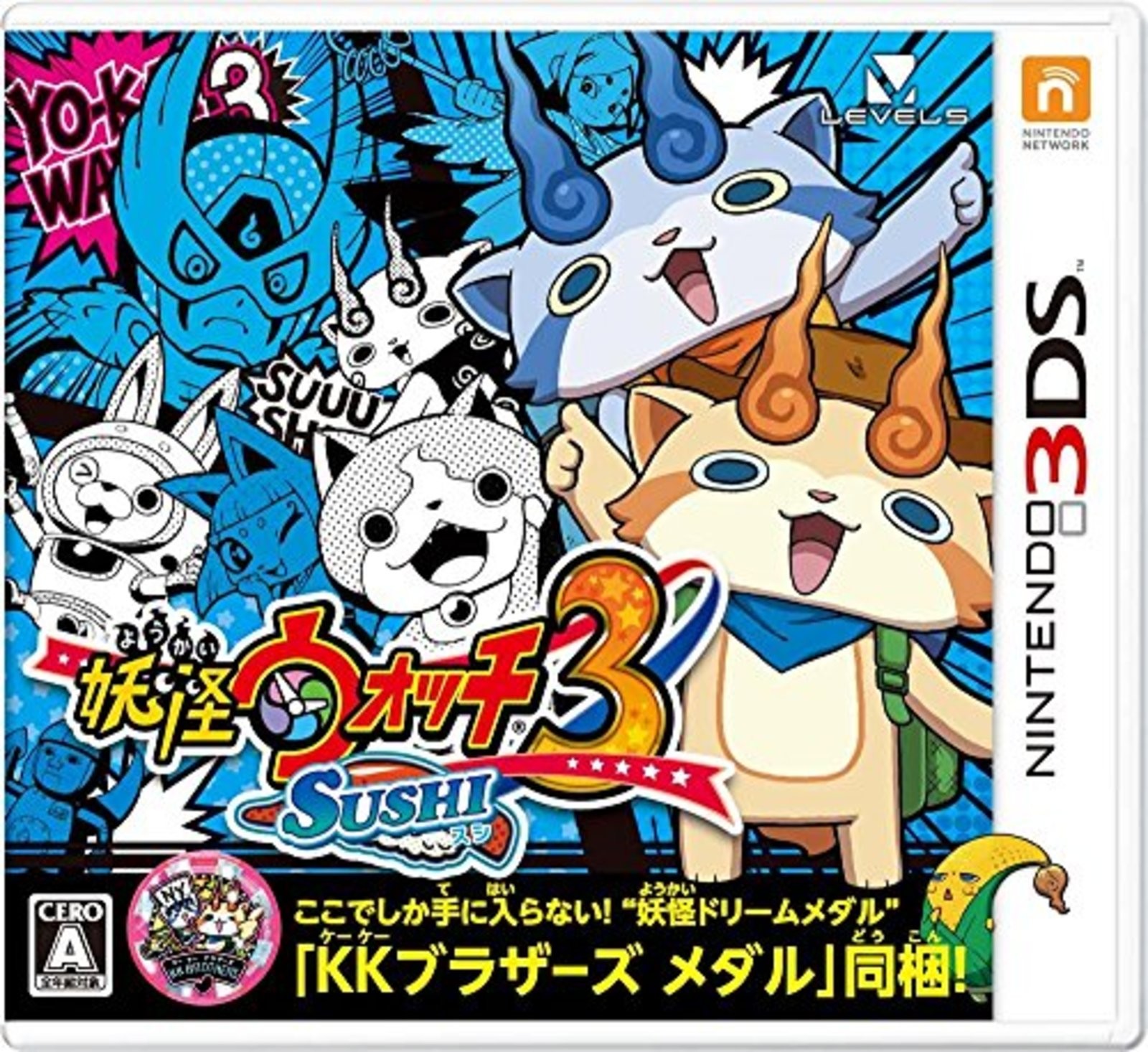 Nintendo 3DS Yo-kai watch3 Sushi Specter watch w/KK brothers medal F/S Japan New