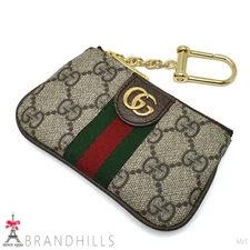 Used Gucci GG Supreme Ophidia Key Pouch Coin Case Key Holder 671722 W/Box, Pouch