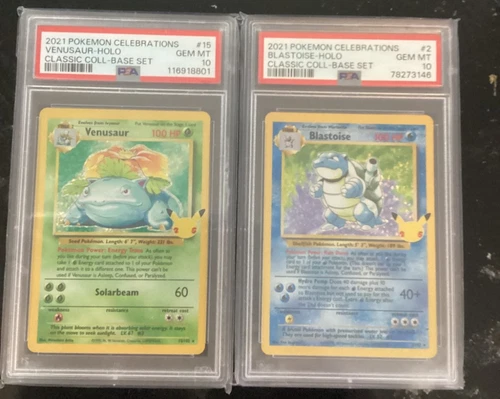 Venusaur 15/102 & Blastoise 2/102 - SWSH Celebrations 25th - Both  PSA 10