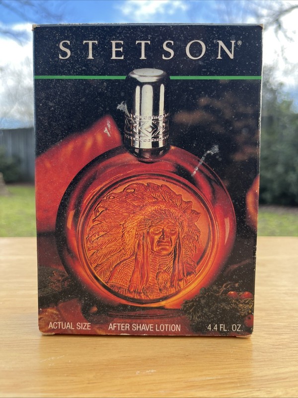 Vintage Stetson After Shave Lotion 4.4 oz Indian Chief Bottle Box Full New NOS