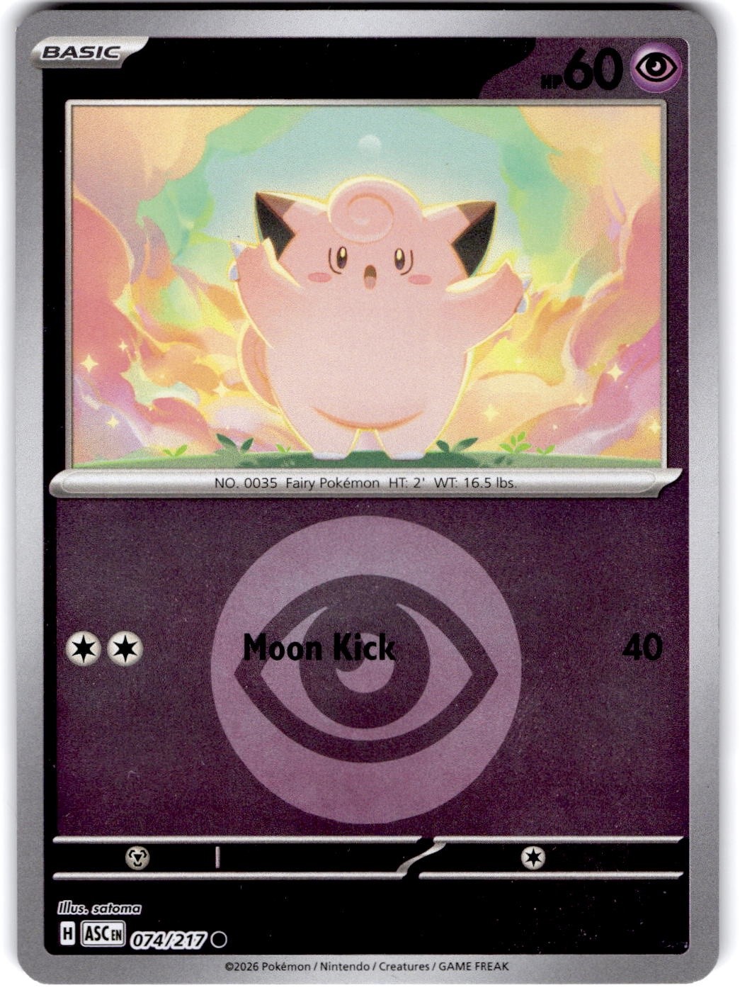 Pokemon Clefairy Ascended Heroes 74/217 Energy Holo Near Mint English