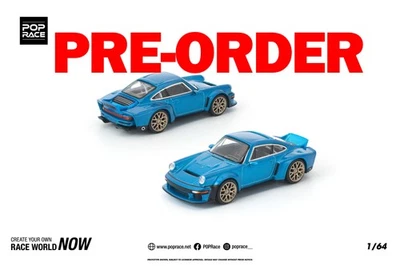POP RACE (Pre-order) POPRACE 1/64 SINGER DLS TURBO METALLIC BLUE #PR640449 Model Car