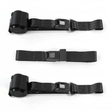 Ford 1955 - 1956 Standard 2pt Black Retractable Bench Seat Belt Kit - 3 Belts  