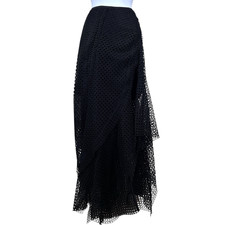 ACLER Eyelet Lace Tiered Layered Lined Skirt Sz 8 Black Edgy Urban Goth Punk