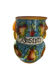 Biscotti Cookie Jar Handmade in Italy Pottery 8.25” Country Italian Tuscany