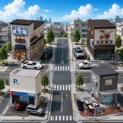 1/64 Diorama Diecast Car Garage Scene Model LED Street Repair Buildings Gifts US