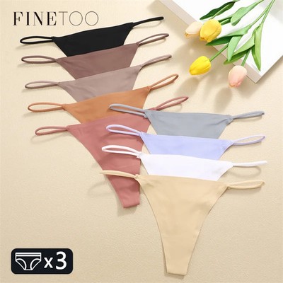 Nahtlose Damen-Tangas 3-teilig niedrige Taille G-String Bikini Höschen Unterwäsche XS-XL