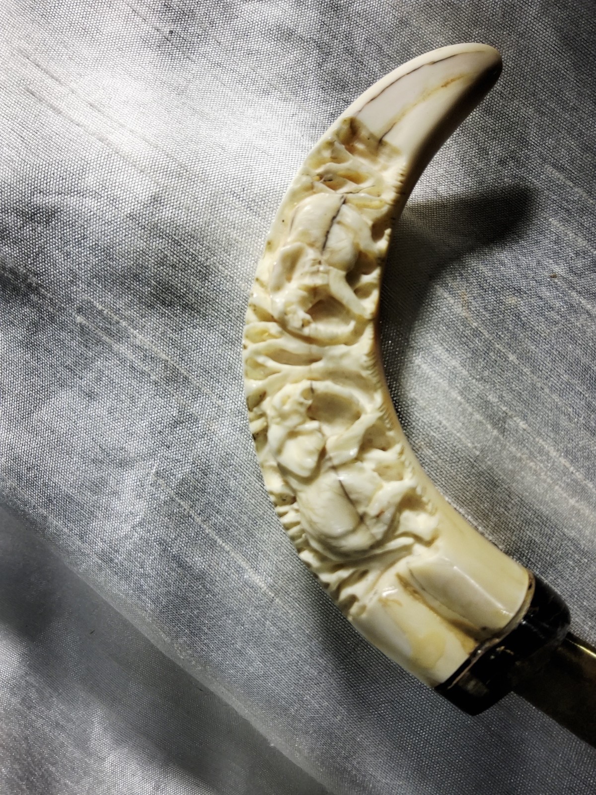Vintage Hand Carved Ivory and Brass Letter Opener