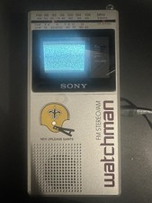 Sony FD-30A Watchman Portable B W TV AM/FM Radio w/ Case , Adapter,  Headphones