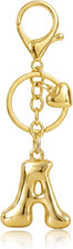 Gold Bubble Heart, Cherry, Bow  More Designs Letter Initial Keychain Bag Charms