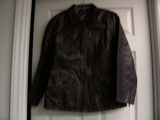 Jessi Lee Dk. Brown Pebble Leather Coat/jacket With Buckles On The Sides Sz M/m