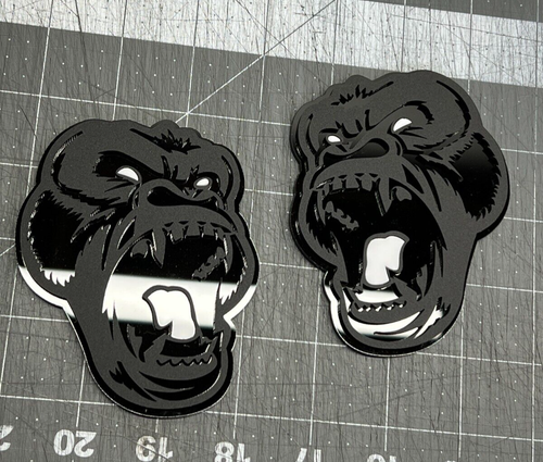 Angry Gorilla White Eye Car Truck Emblem Badge Matte Black /Black Custom PK of 2 - Picture 7 of 11