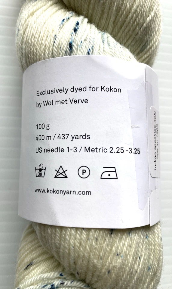 Madeja KOKON INDIGO SPECKLES Hilo para Dedos Edición Limitada Merino 437 Yardas Foto 4 de 4