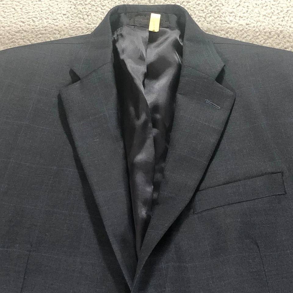 Traje Chaqueta Blazer Lauren Ralph Lauren Para Hombre 44 L Gris Oscuro Azul Cuadros Grandes Foto 2 de 4