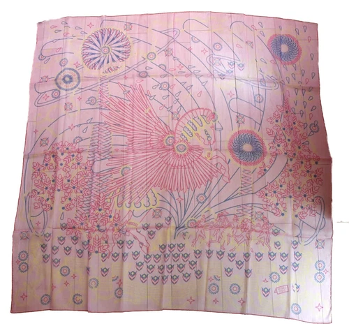 Hermes Shawl La Source de Pegase 140 cm Chiffon Silk mousseline scarf stole