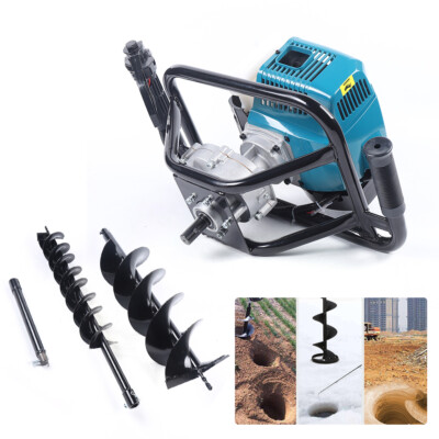 52CC 1700W Gas Powered Post Hole Digger Earth Auger Digging Engine &2 ...