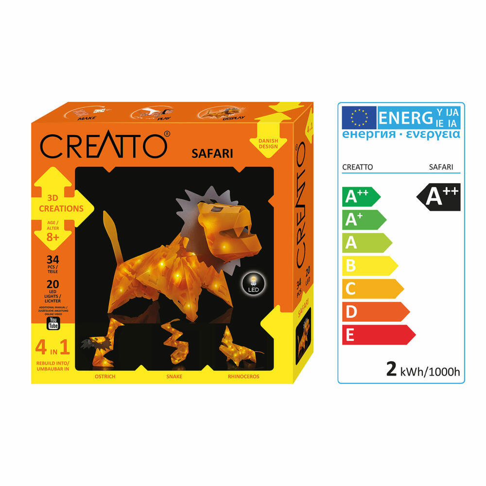 Thumbnail - Kosmos Creatto Löwe Safari Bastelset 3d-puzzle Nachtlicht Leuchtfigur