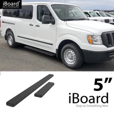 Running Board 5in Aluminum Black Fit Nissan NV 1500 2500 Full Size Van 12-21