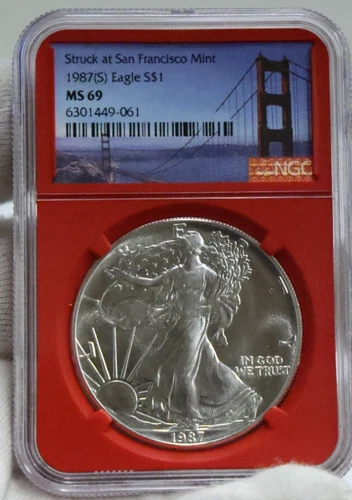 1987 S US Silver Eagle (SF) ASE  NGC MS69 Bridge Label