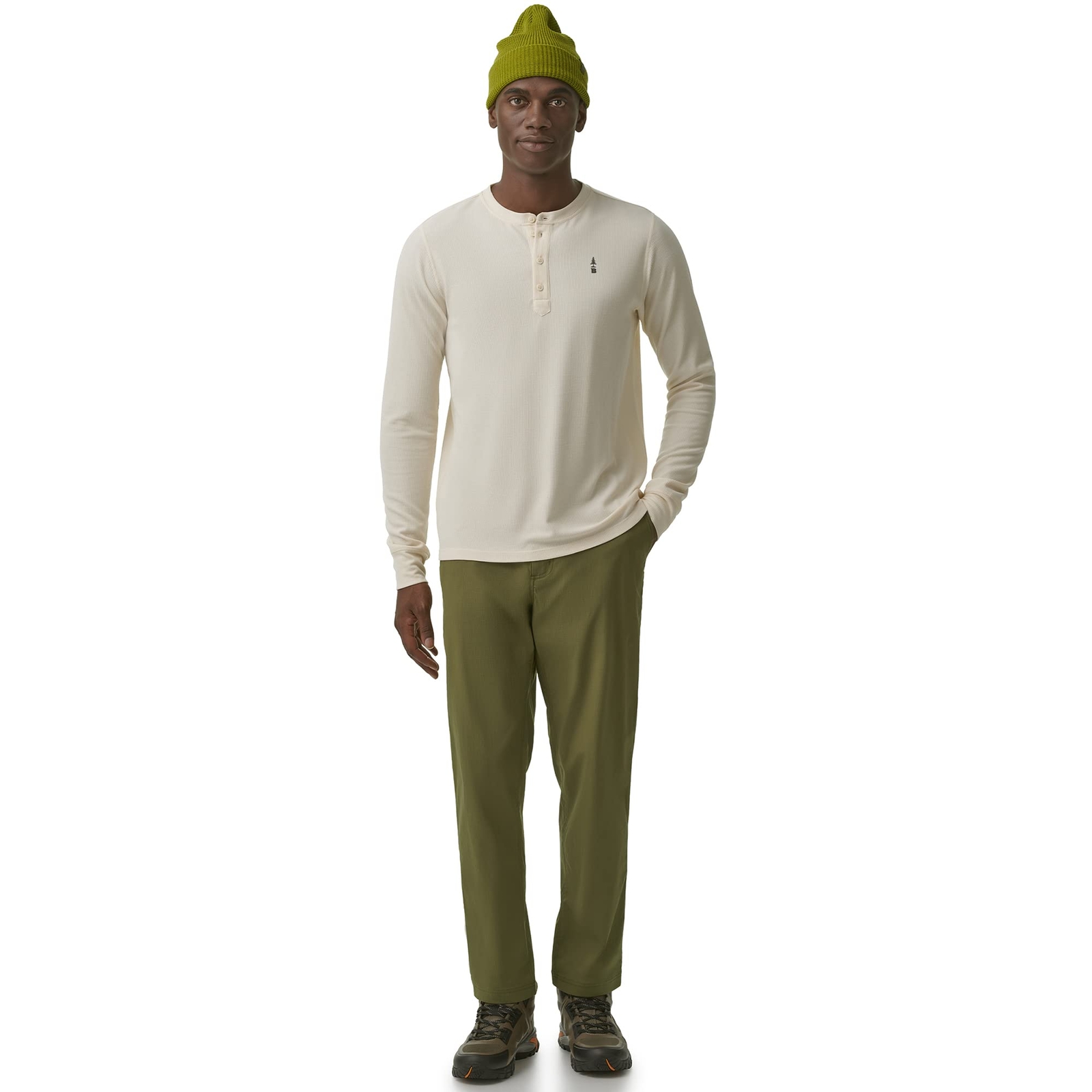 УЛИЧНАЯ мужская футболка BASS Henley с длинным рукавом бежевого цвета большой размер 6890₽