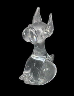 Dog Great Dane Art Glass Figurine Vintage Clear Glass 5''