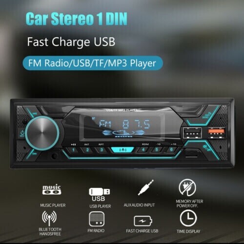 Bluetooth Single 1 DIN Car Stereo Radio MP3 Player AUX USB AM FM Head Unit Audio - Picture 12 of 12