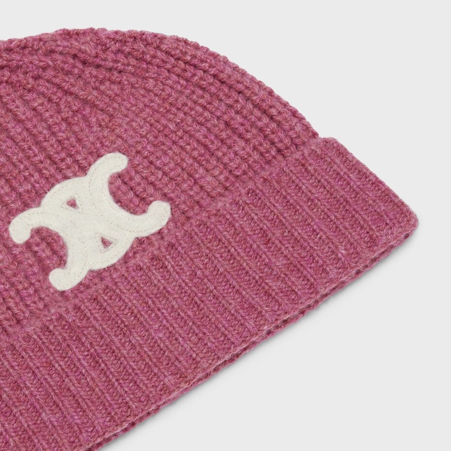 CELINE TRIOMPHE BEANIE IN SEAMLESS CASHMERE DARK PINK | eBay