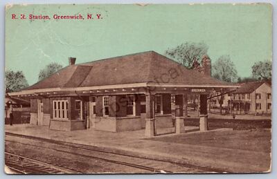 K18/ Greenwich New York Postcard c1910 Railroad Depot Station  447