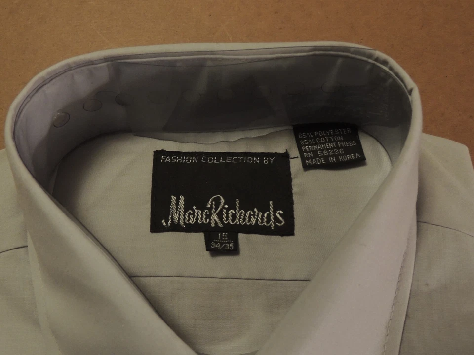 Light Blue Long Sleeve Marc Richards Button Down Shirt 15" Neck 34/35" Sleeve - Image 2 of 2