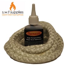 Woodburner LogBurner Fire Rope 12mm 3m Length & Glue Kit Stove Door Seal