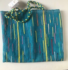 hand woven tote bag for beach or picnic hand braided handle