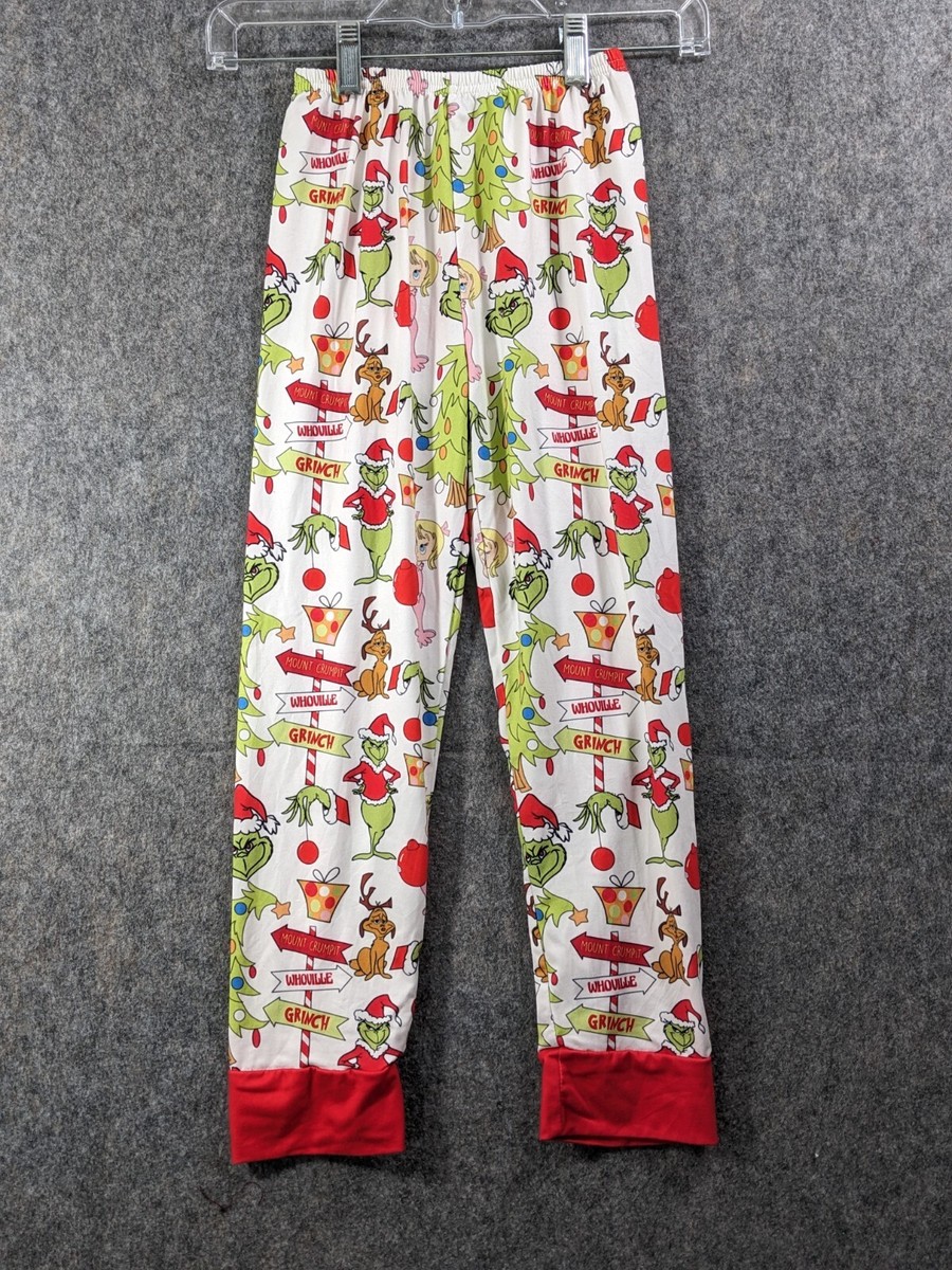 Grinch Pajama Bottoms Girls 5XL 10 12 Red Green White Cindy-Lou Who Max Tree