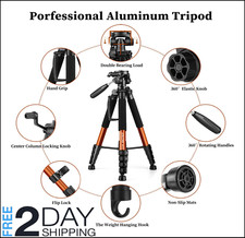74" Tripod Camera Tripods Stand Heavy Duty Portable Laser Level Spotting Scope
