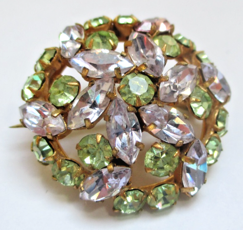 Magnifique Broche Vintage Deux Tons Or Et Bleu - Bijou Ancien Plein De Charme
