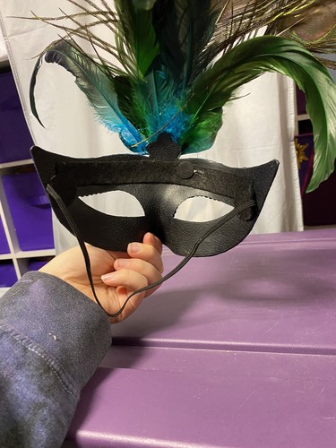 Peacock Feather Masquerade Mask - Picture 9 of 9