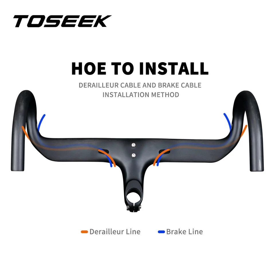 Full Carbon Handlebar Integrated Bar Stem Road Bicycle Handlebars 1-1/8" - Image 3 of 4