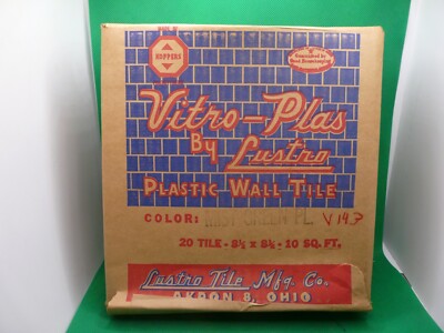 Vitro-Plas by Luster Vintage Plastic Wall Tiles - 20pcs - Mist Green NOS
