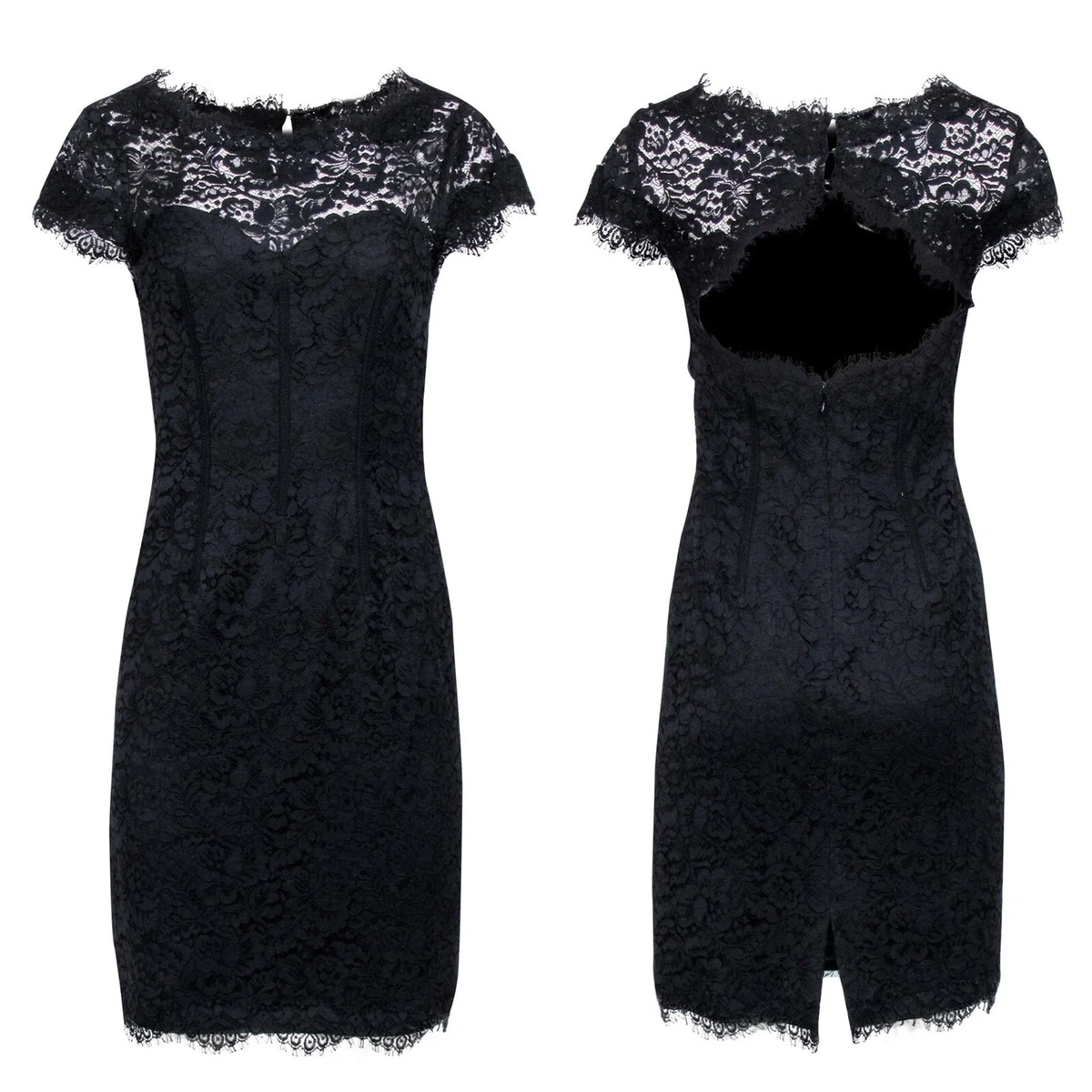 Monique lhuillier top black lace dress