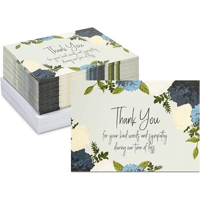60 Pack Thank You Cards Bulk, Notes With Envelopes for Funeral , Floral 5 X 7 in