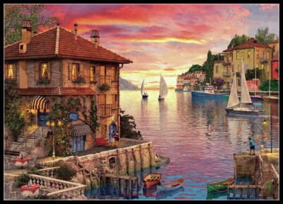 The Mediterranean Harbour - Counted Cross Stitch Patterns - Color & BW Symbols