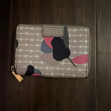 Fossil RFID Floral Mini Zip Card Case (Flawed)